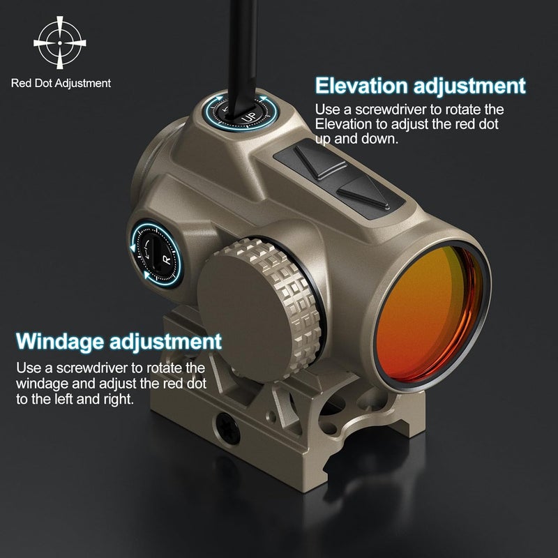 Feyachi V90 2 MOA نقطة حمراء رؤية اهتزاز استيقاظ نقطة حمراء نطاق مقاوم للماء بندقية 1 × 25 مم - Image 4